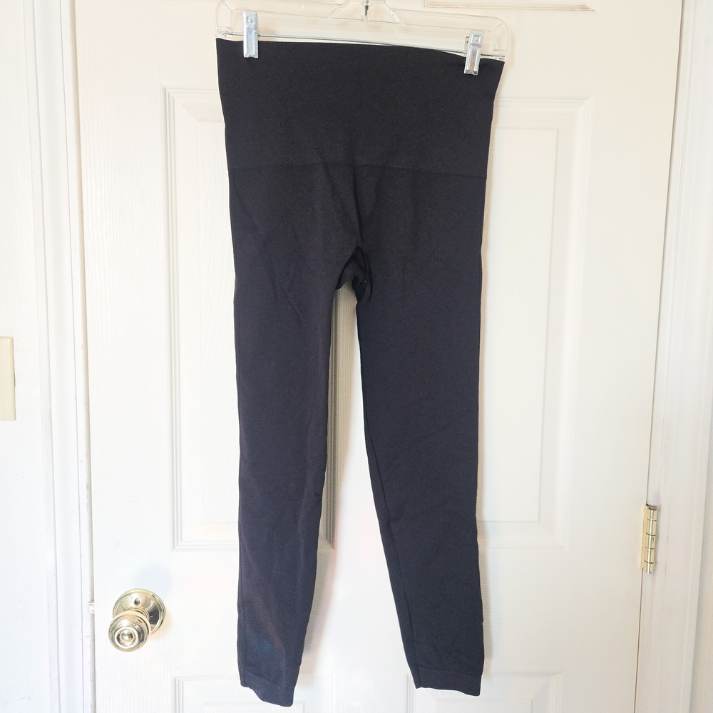 SPANX Black Leggings Size L Shapewear Slimming Stretch High Rise Athleisure